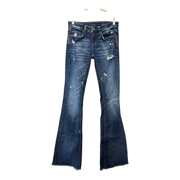 BLANK NYC Distressed Blue Flare Jeans Size 24 - Picture 3 of 11